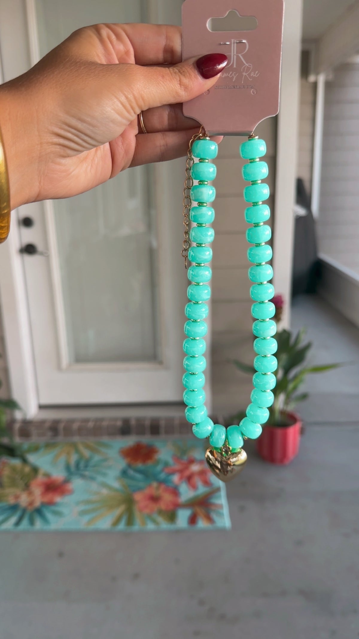 Chunky Heart Beaded Necklace- 4 Colors