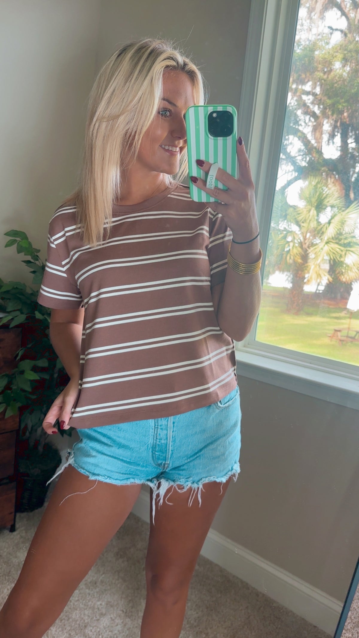 The Mocha Stripe Boxy Tee