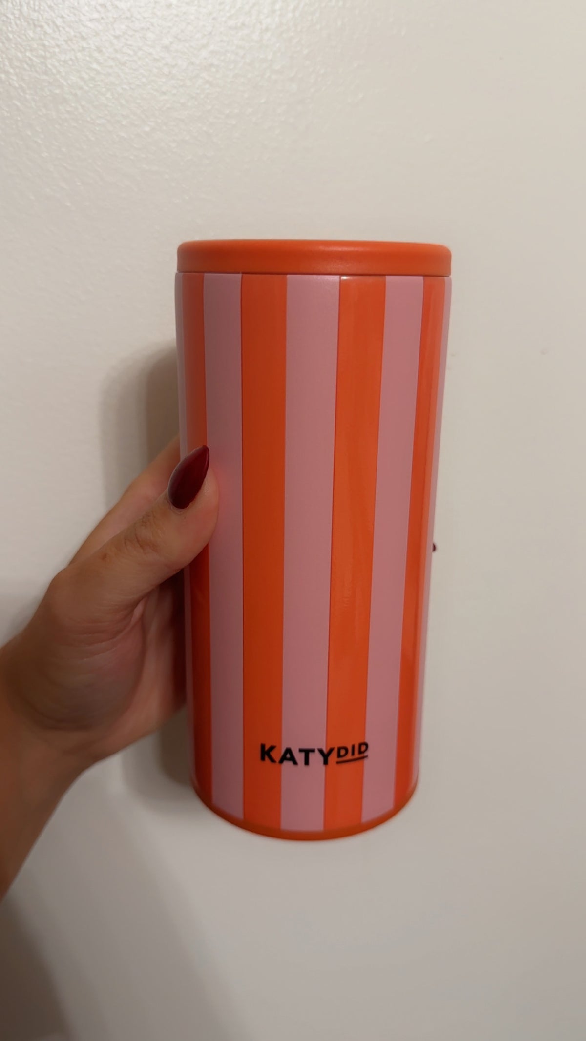 Pink and Orange Striped Slim Koozie