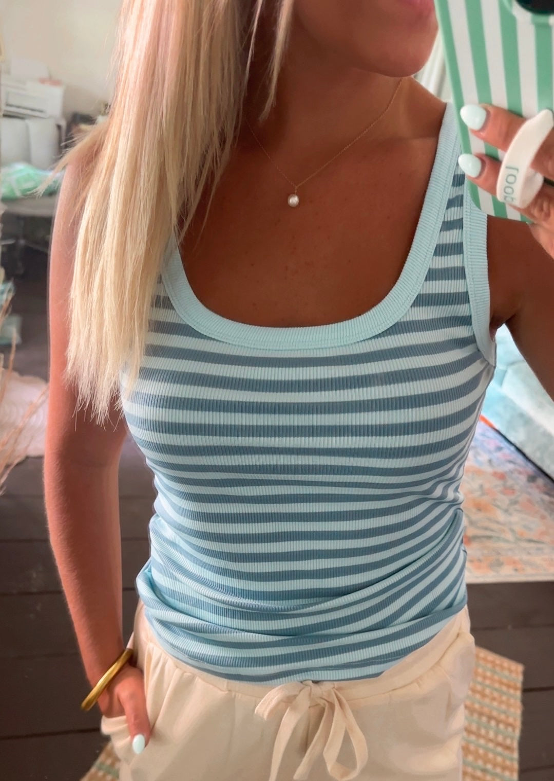 Striped Ribbed Tank Top- TWO COLORS