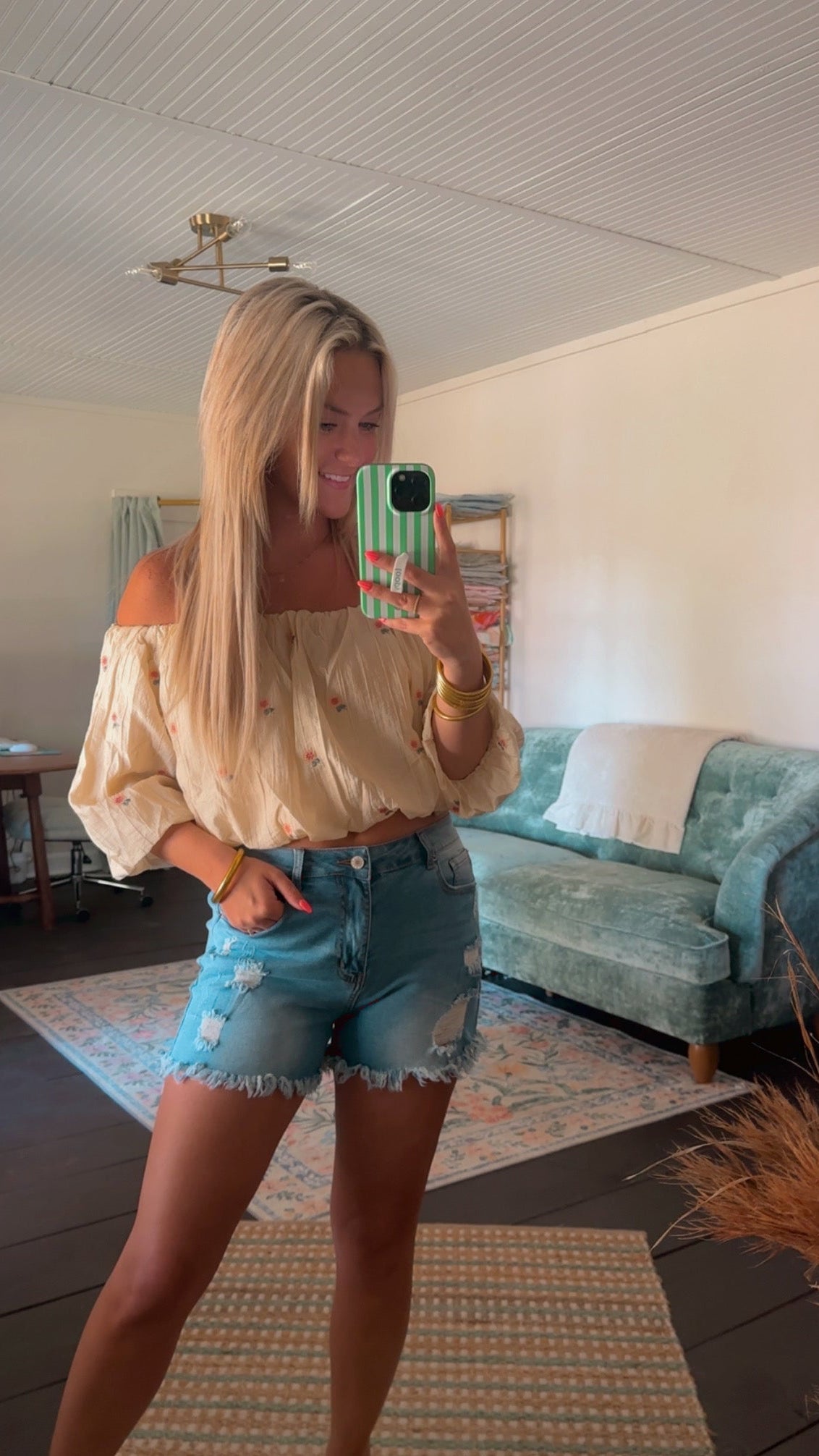 Sweet Meadow Off-Shoulder Cropped Top
