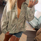 Camo Print Oversized Knit Casual Shacket Jacket