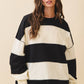 Pink and Green Panel Long Sleeve Slouchy Top