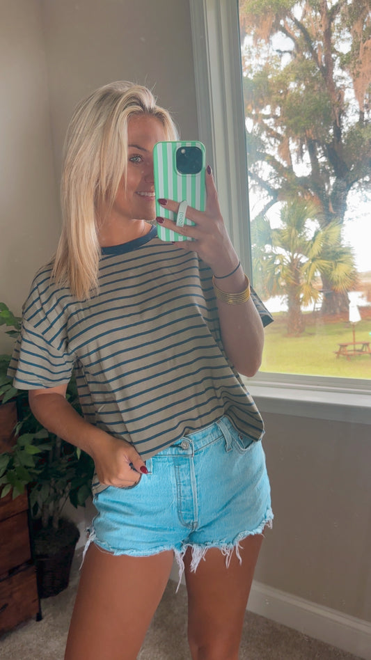 Marshside Striped Boxy Tee