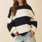 Pink and Green Panel Long Sleeve Slouchy Top