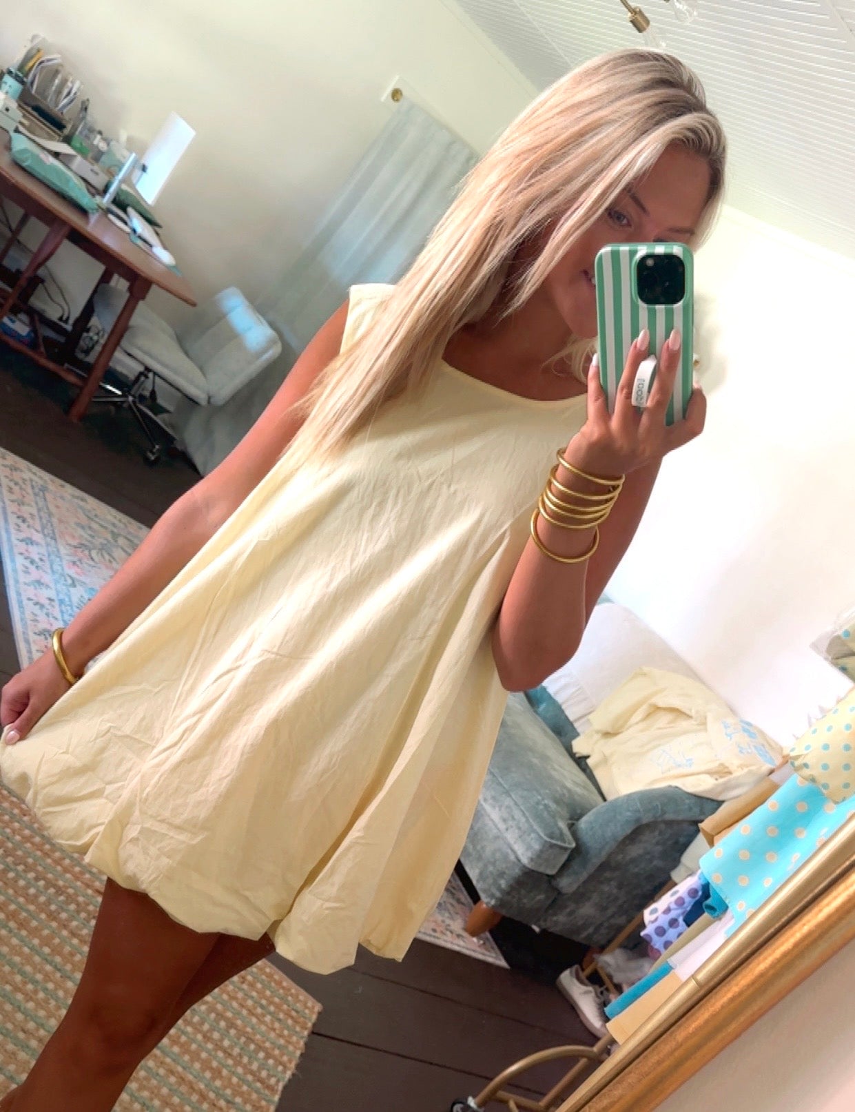 Sleeveless Bubble Hem Mini Dress