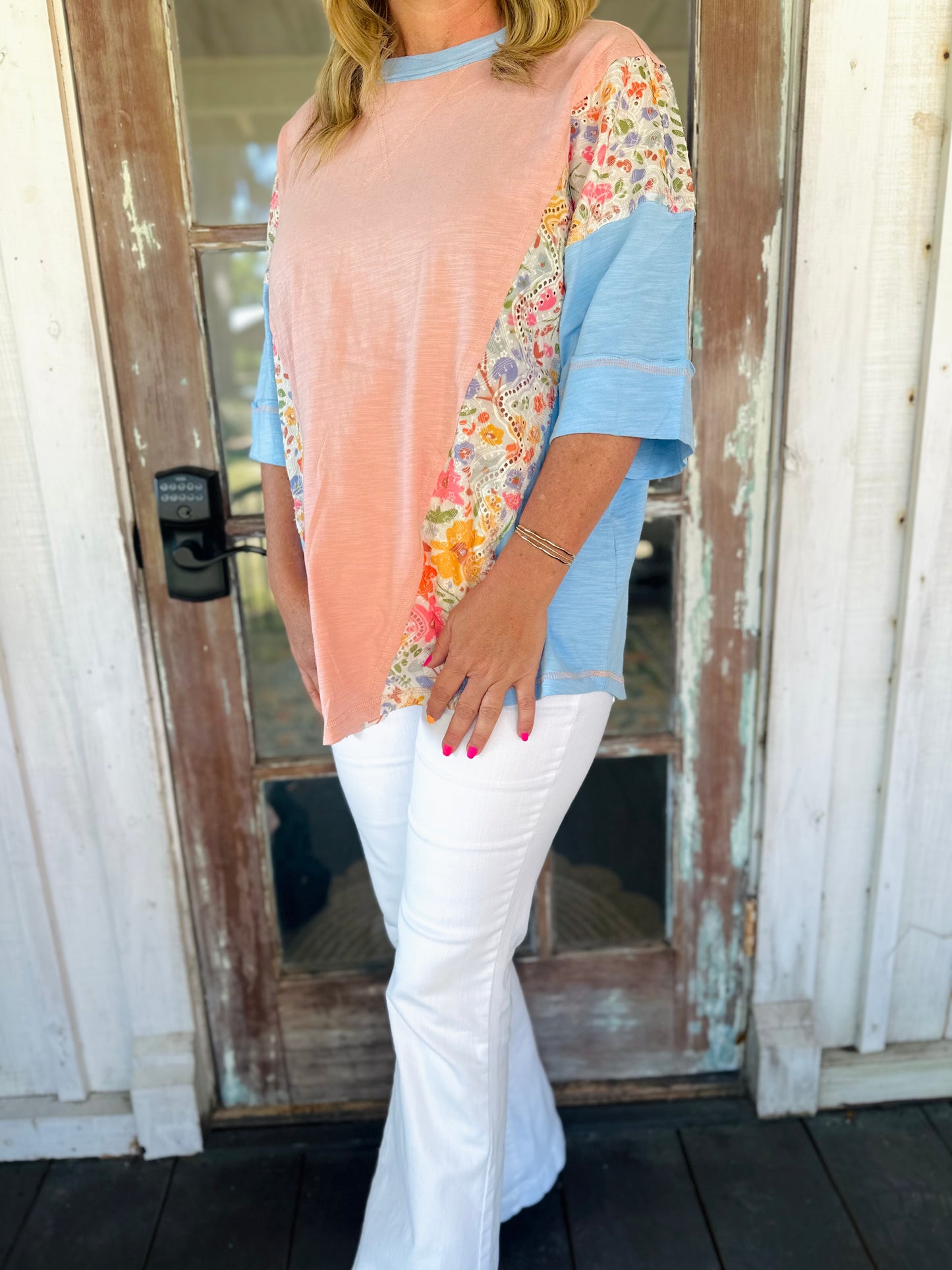 Floral Patchwork Oversized Tee
