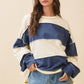 Pink and Green Panel Long Sleeve Slouchy Top