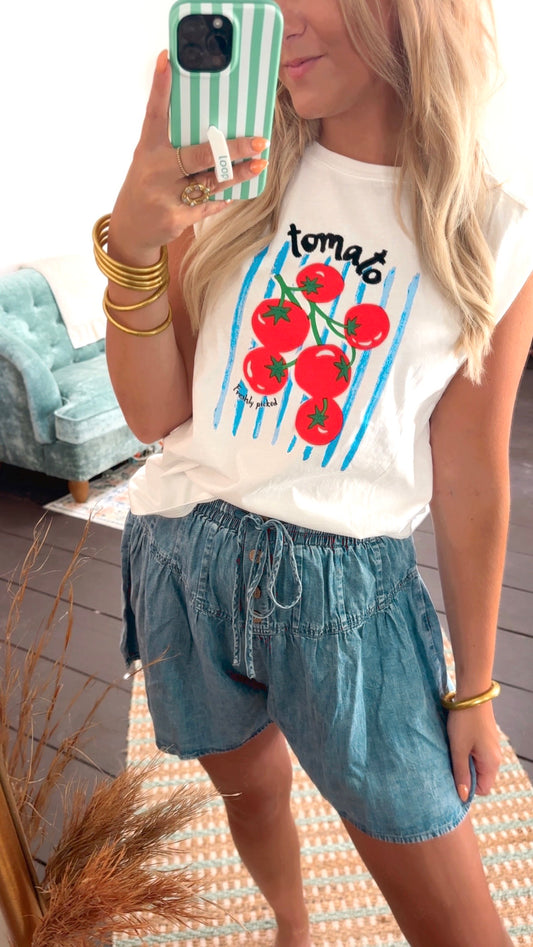 Tomato Graphic Embroidered Tee