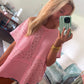 WAFFLE KNIT FLORAL PRINT TOP