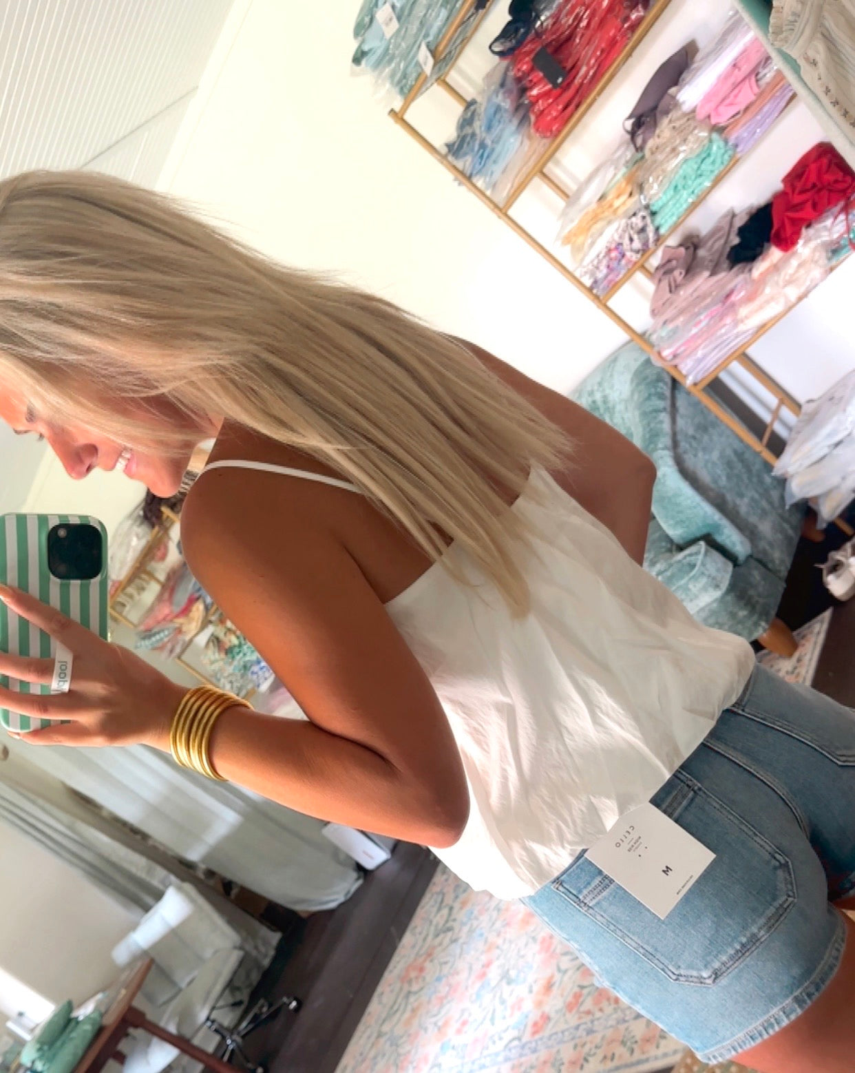 White Bubble Hem Tank