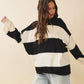 Pink and Green Panel Long Sleeve Slouchy Top