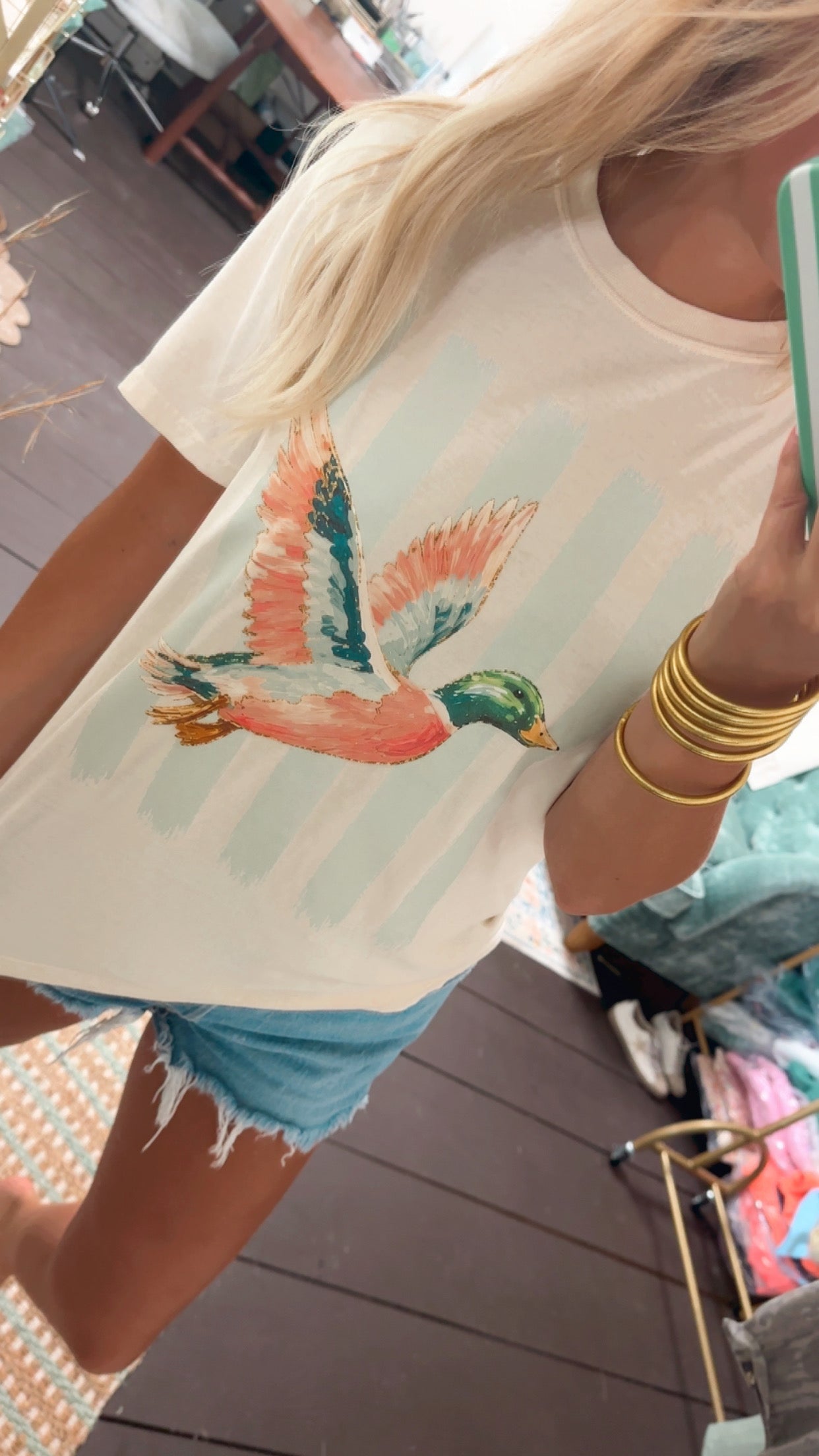 Striped Preppy Duck Graphic Tee