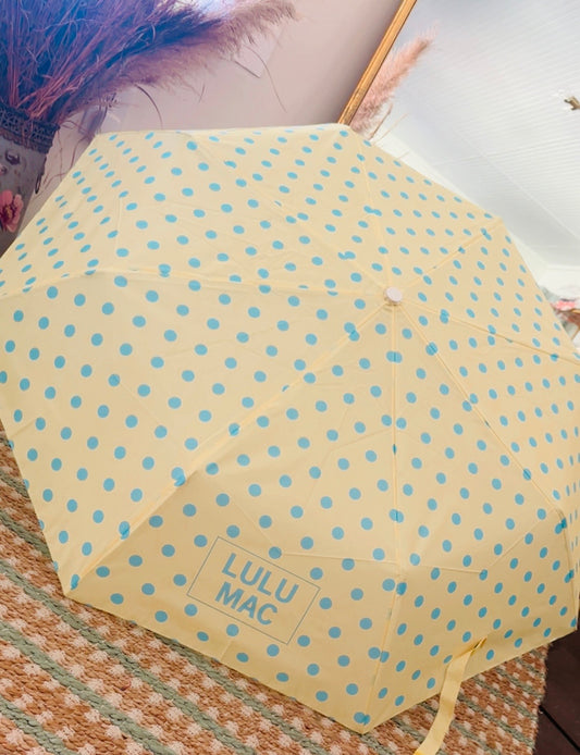 Lulu Mac Umbrella Yellow w/ Blue Dot