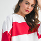 Pink and Green Panel Long Sleeve Slouchy Top