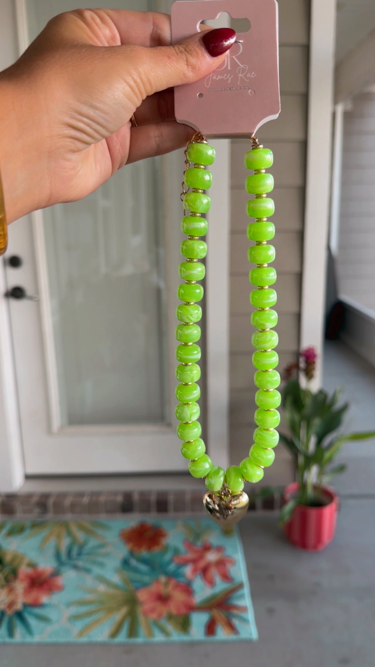 Chunky Heart Beaded Necklace- 4 Colors