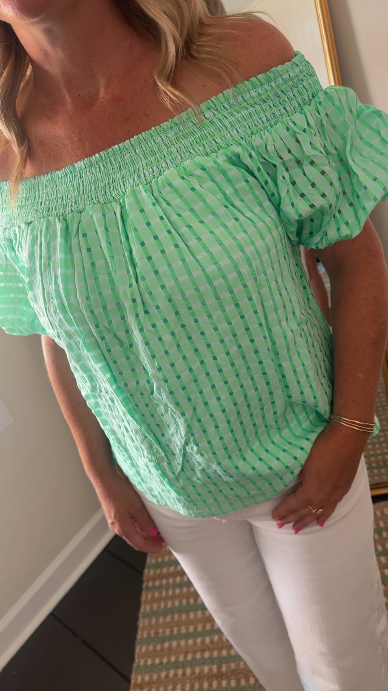 Mint Breeze Off Shoulder Top