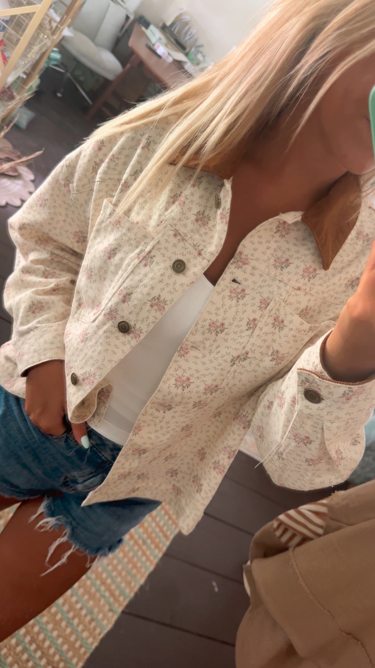 FLORAL COLLAR SHACKET - TWO COLORS
