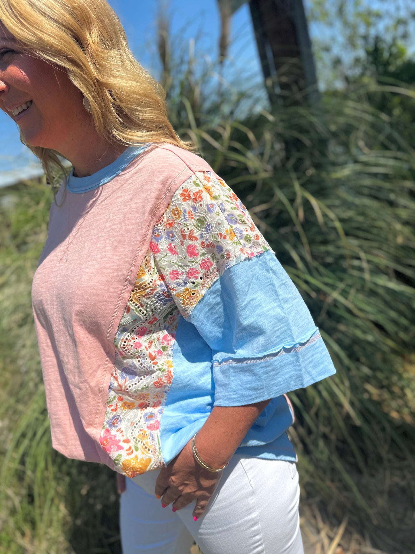 Floral Patchwork Oversized Tee