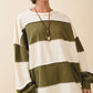 Pink and Green Panel Long Sleeve Slouchy Top