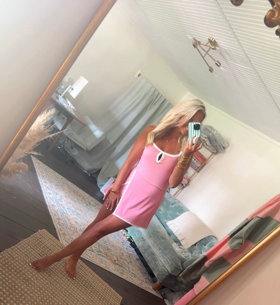 Front Slit Activewear Mini Dress W/ Inside Shorts