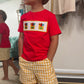 Back to School Crayon Smocked Boys Plaid Shorts Set