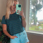 Evergreen Striped Boxy Tee
