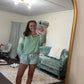 Striped Colorblock Patchwork Sweatshirt & Shorts Set