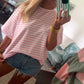 Bubble Gum Oversized Stripe Boyfriend Tee