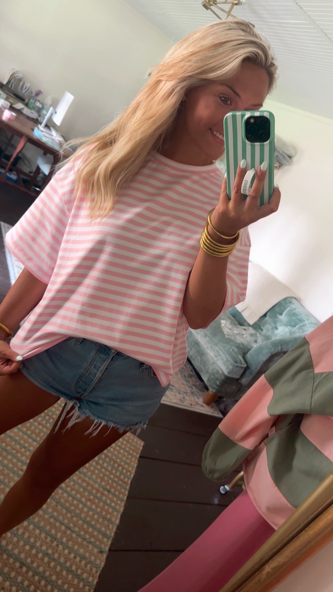 Bubble Gum Oversized Stripe Boyfriend Tee