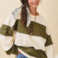 Pink and Green Panel Long Sleeve Slouchy Top
