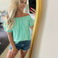 Mint Breeze Off Shoulder Top