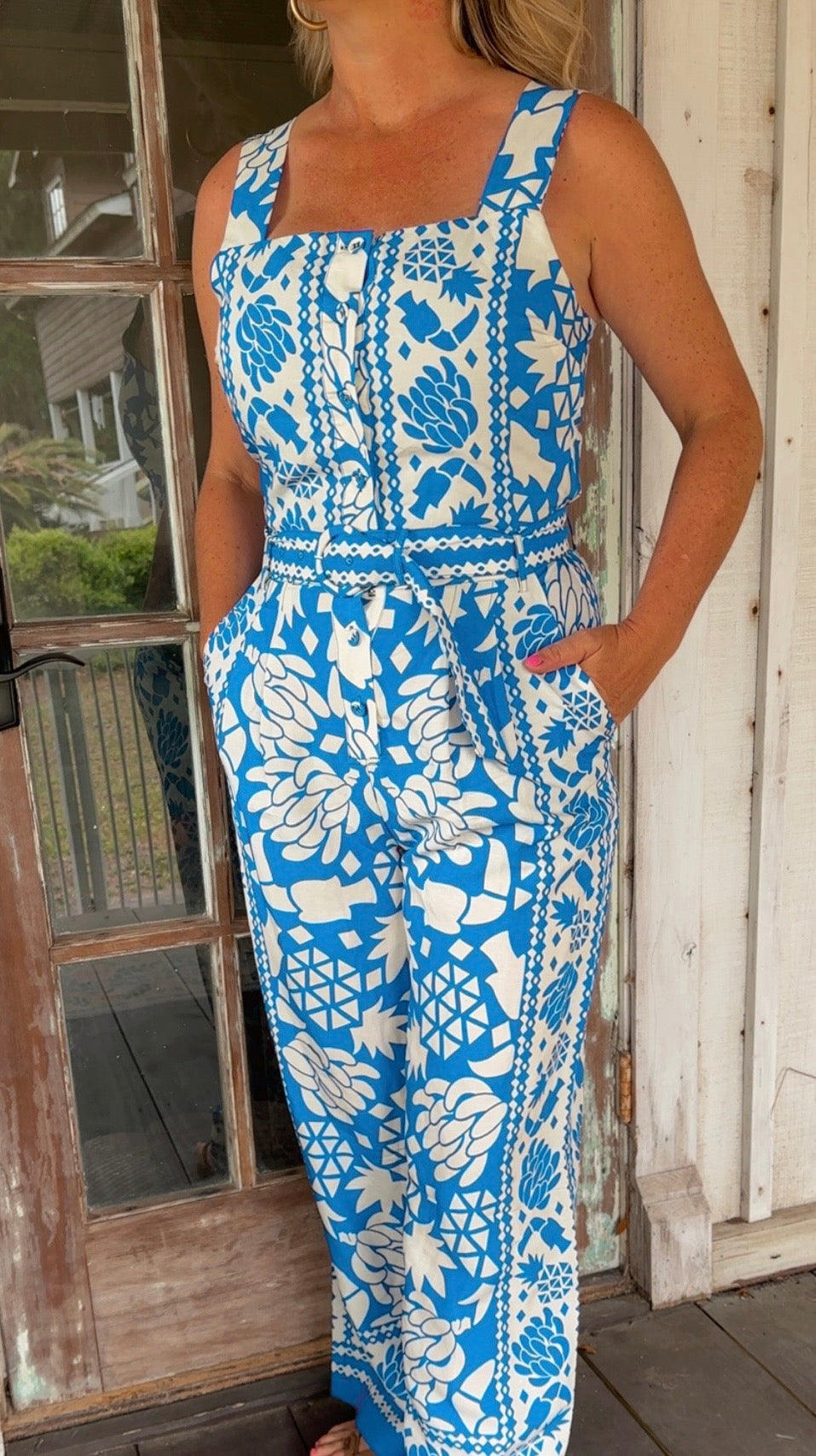 Harbor Bloom Belted Jumpsuit