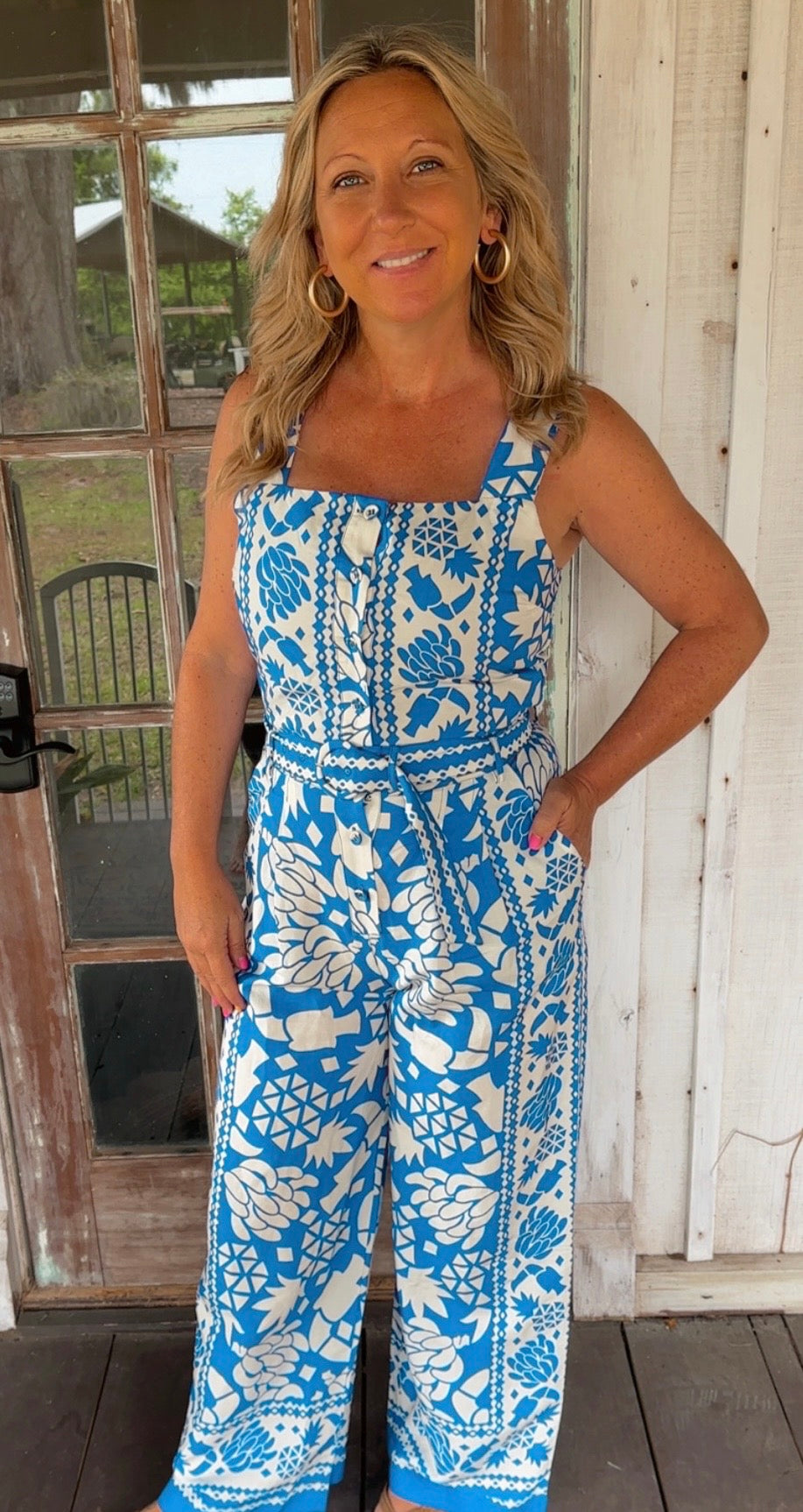 Harbor Bloom Belted Jumpsuit