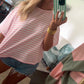 Bubble Gum Oversized Stripe Boyfriend Tee