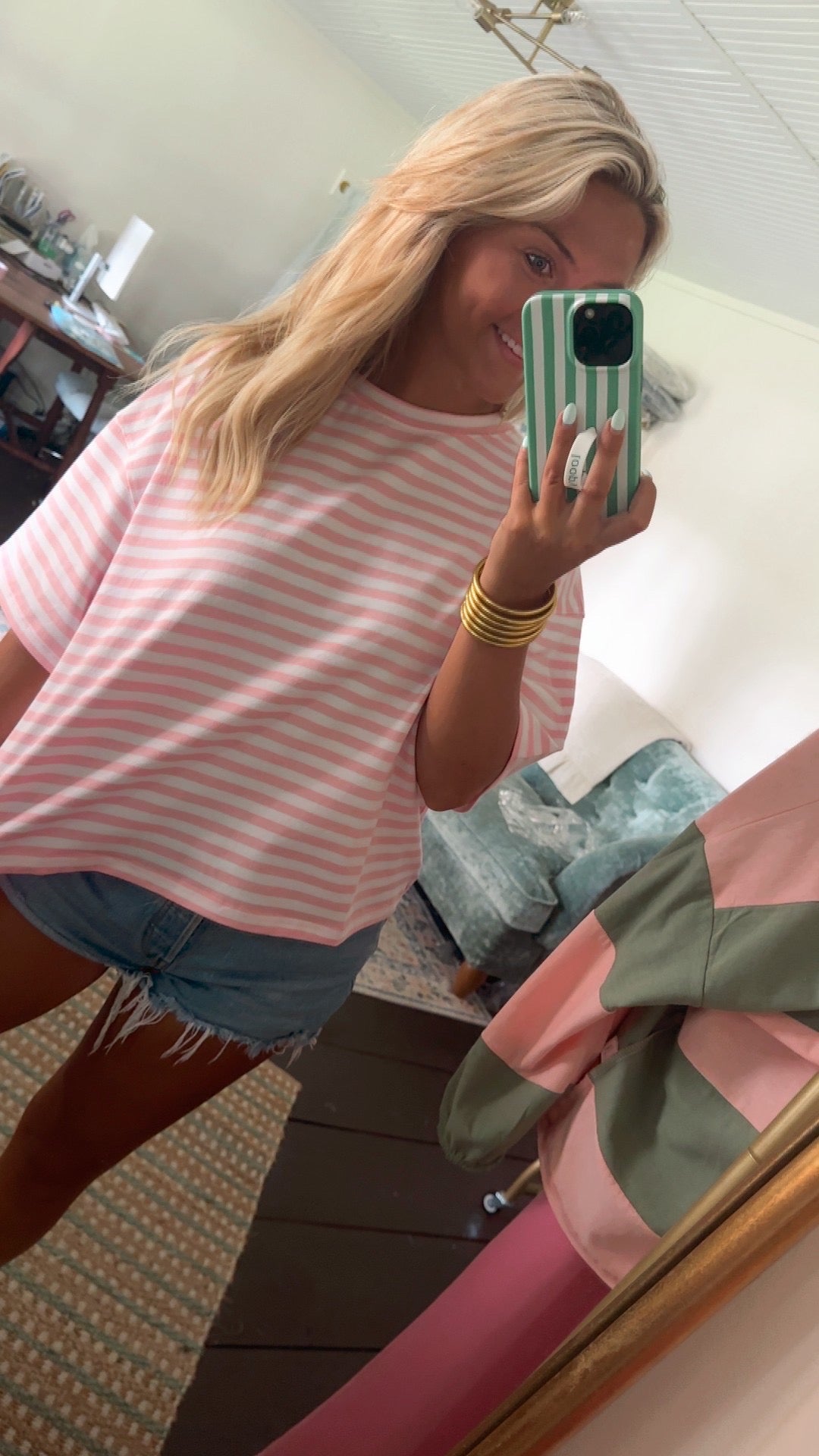 Bubble Gum Oversized Stripe Boyfriend Tee