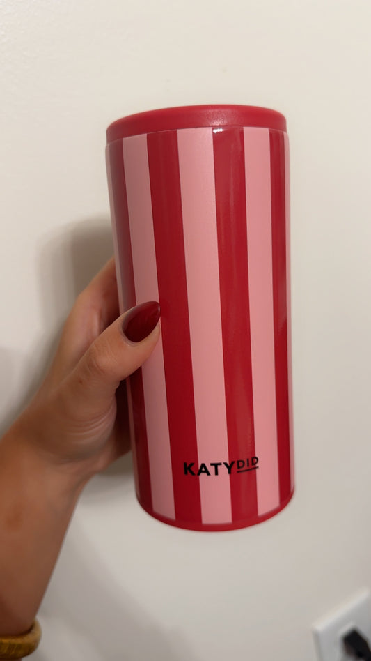 Pink and Wine Striped Slim Koozie