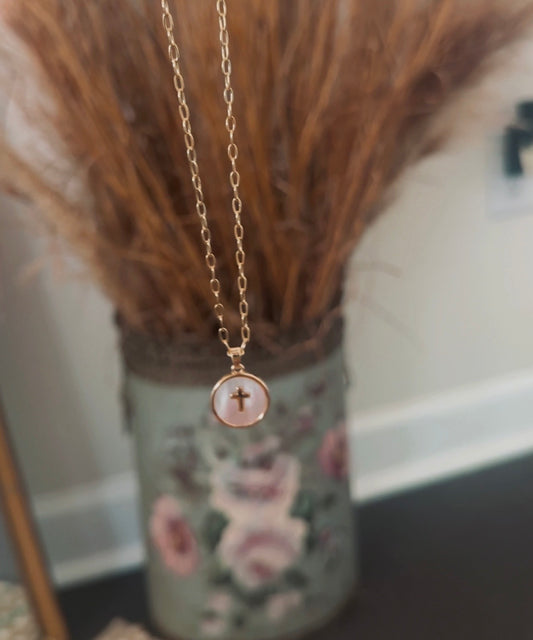 Cross Coin Pendant Necklace