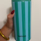 Aqua and Green Striped Slim Koozie