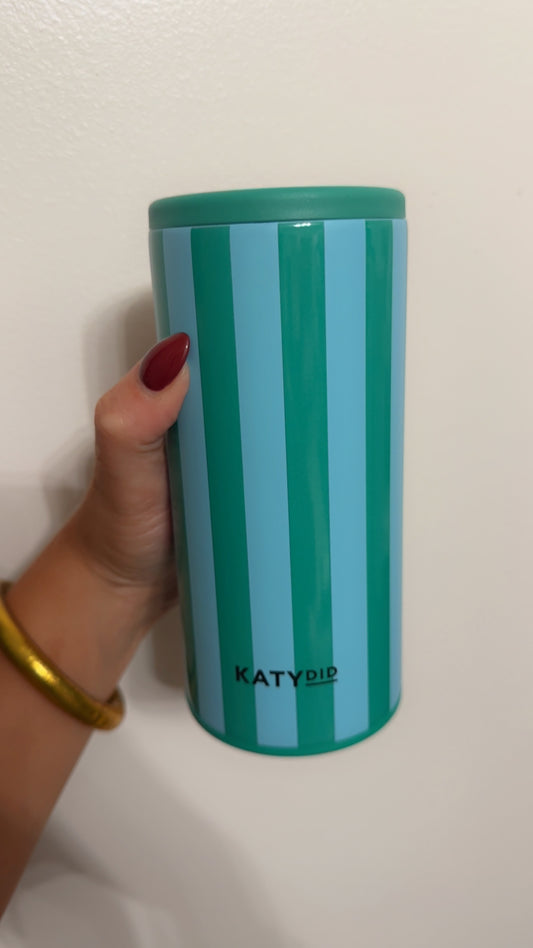 Aqua and Green Striped Slim Koozie