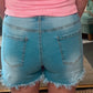 High-Waisted Ripped Stretch Denim Shorts for Summer