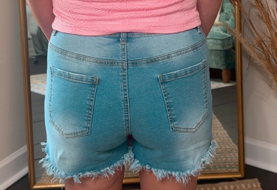 High-Waisted Ripped Stretch Denim Shorts for Summer