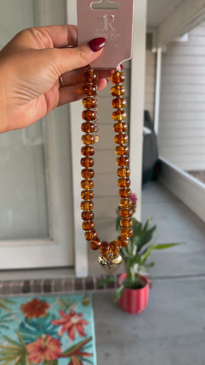 Chunky Heart Beaded Necklace- 4 Colors