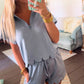 Half-Zip Scallop Shorts Set