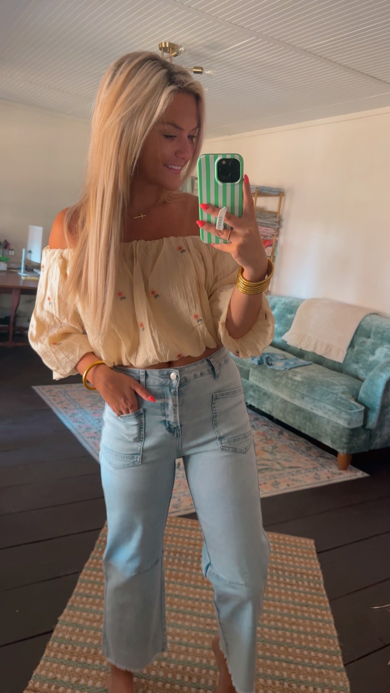 Sweet Meadow Off-Shoulder Cropped Top