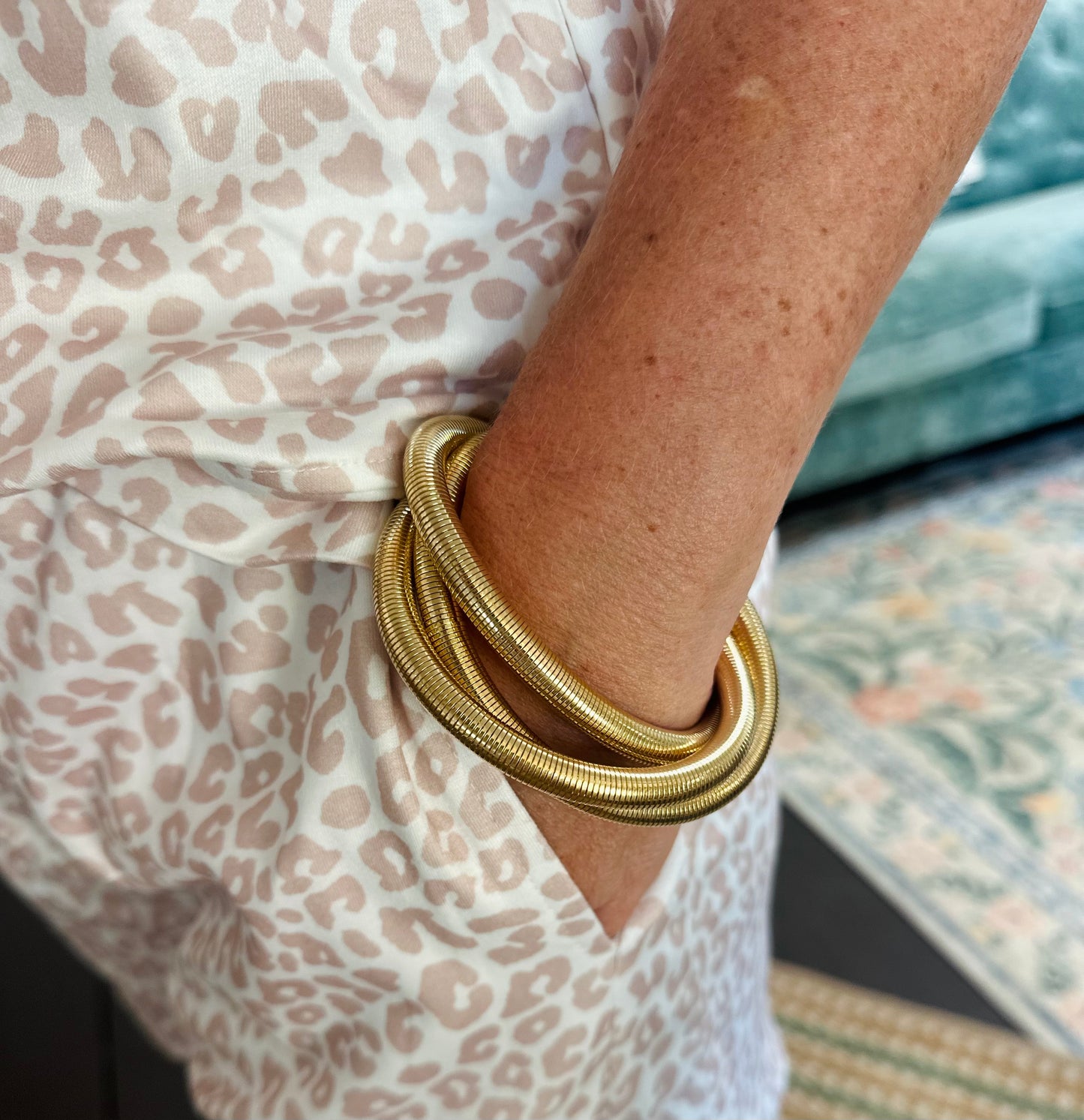 Small Gold Triple Metal Bangles