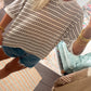 ChocolateTextured Stripe Knit Top
