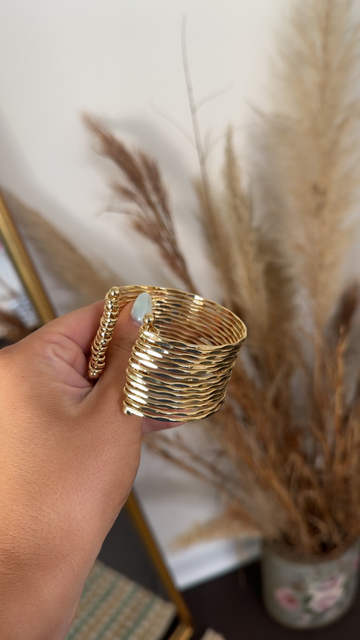Gold Plated Hammered Cuff Bracelet