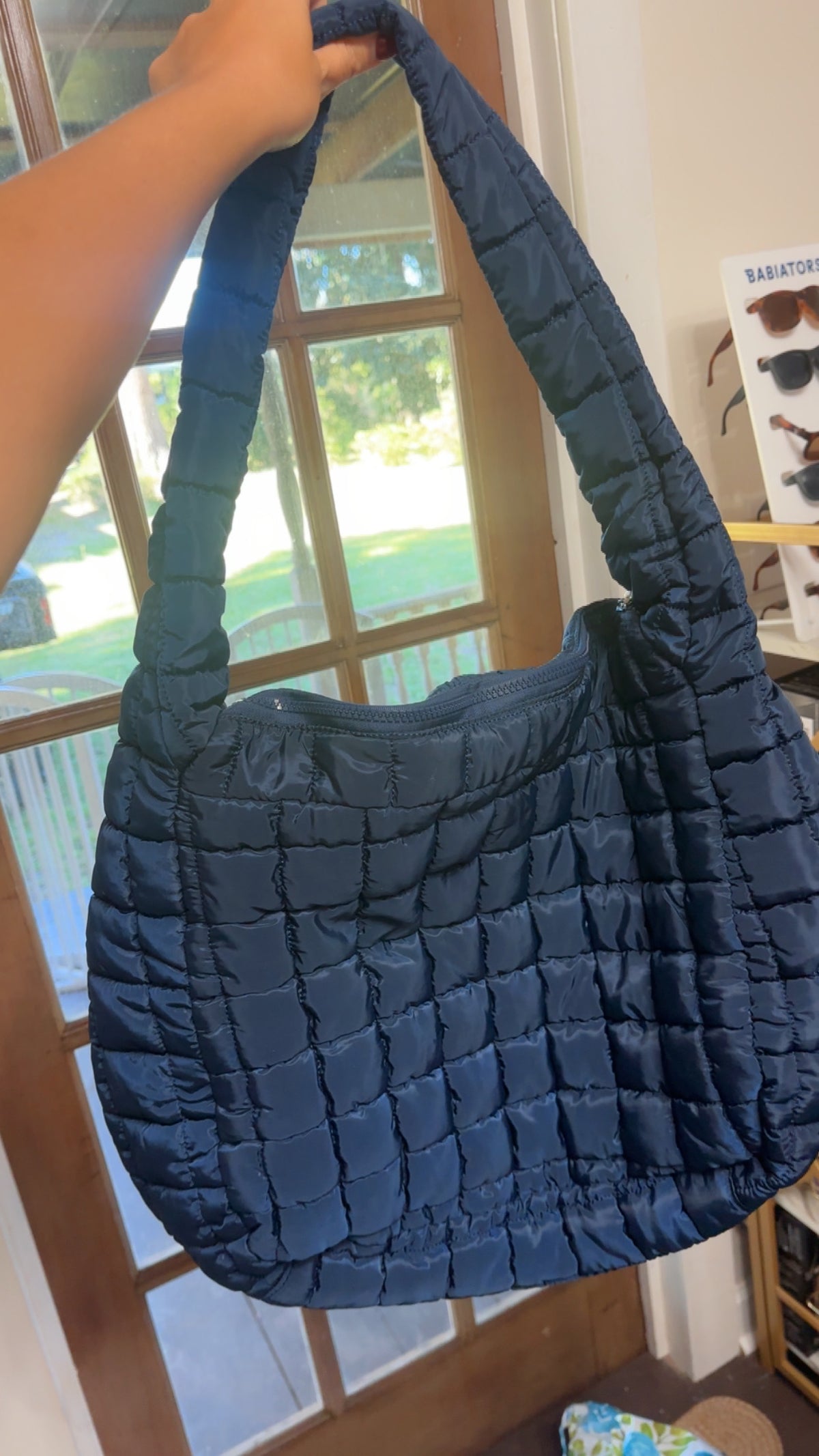 Navy Oversized Quilted Tote Bag