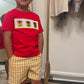 Back to School Crayon Smocked Boys Plaid Shorts Set